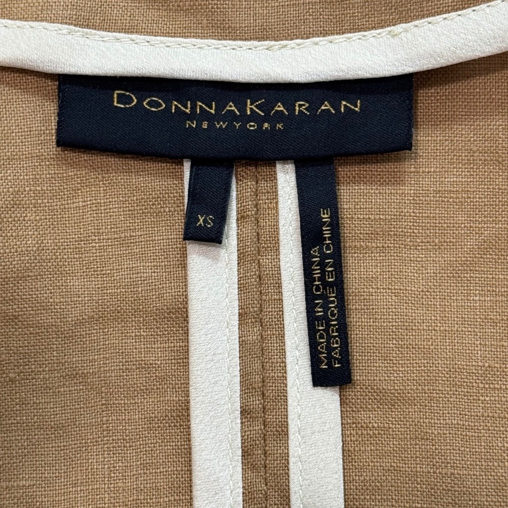 Donna Karan Open Front Jacket Womens XS Oversized Tan 100% Linen Lightweight - Picture 5 of 11